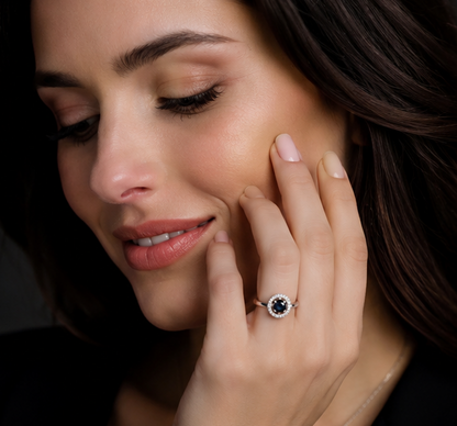 BLACK RHINESTONE AD RING