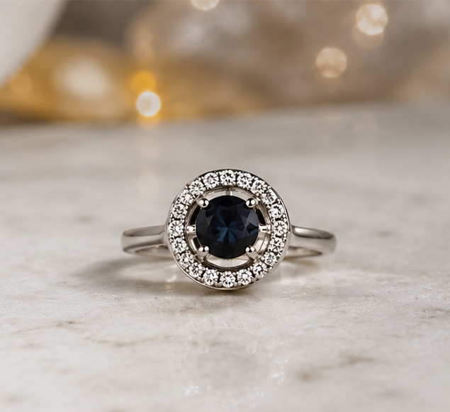 BLACK RHINESTONE AD RING