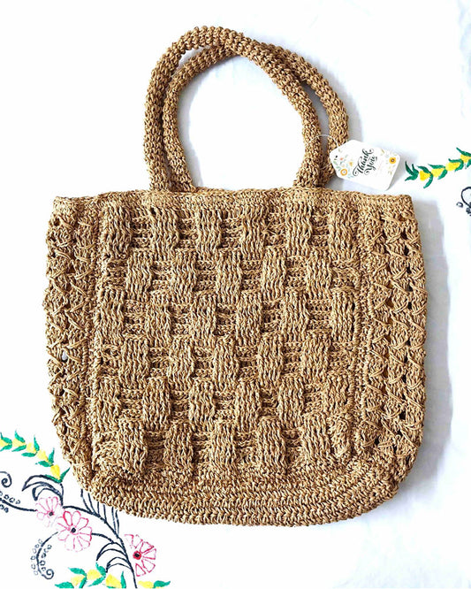 HANDMADE RAFFIA CROCHET BAG
