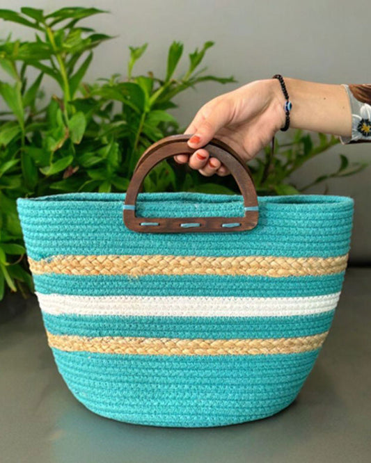 HANDMADE COTTON AND JUTE BAG