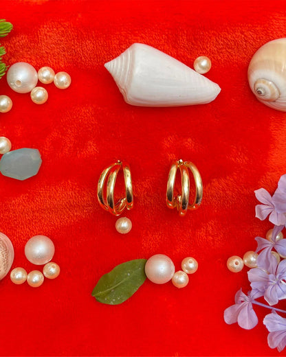 TRIPLE LAYERED GOLDEN EARRINGS