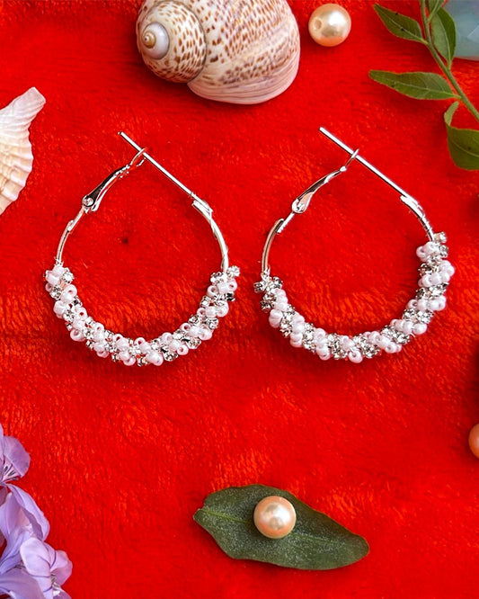 Silver Beaded Hoop earring