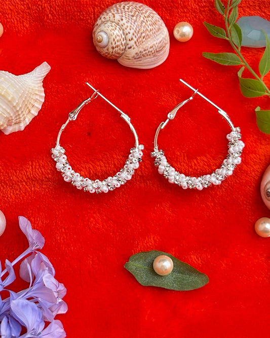 Silver Beaded Hoop earring