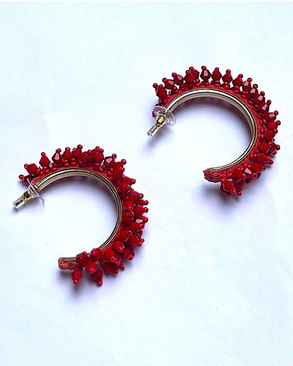 Red Beaded Hoop