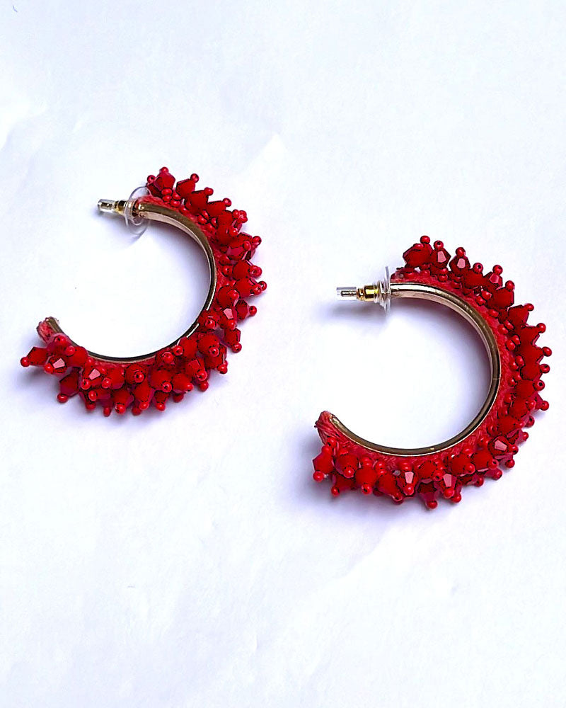 Red Beaded Hoop