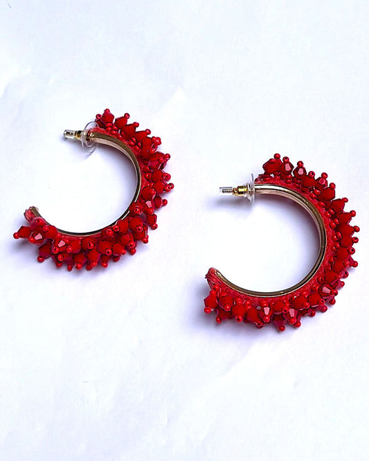 Red Beaded Hoop