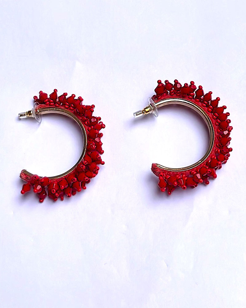 Red Beaded Hoop