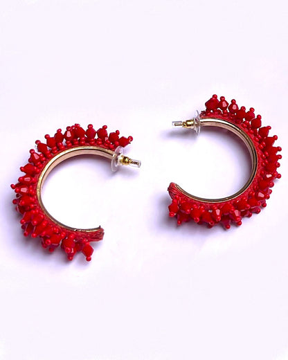 Red Beaded Hoop