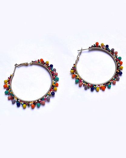 Multi colour Beaded Hoop Earring