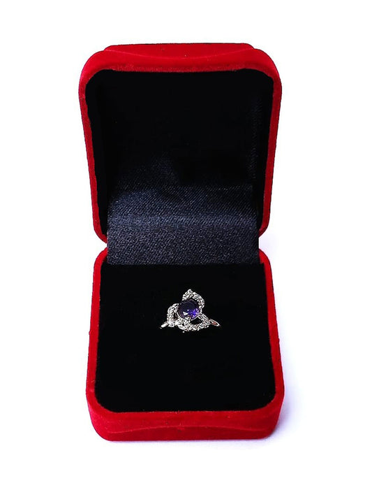 BLUE RHINESTONE AD RING