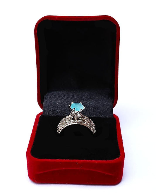 TURQ RHINESTONE AD RING