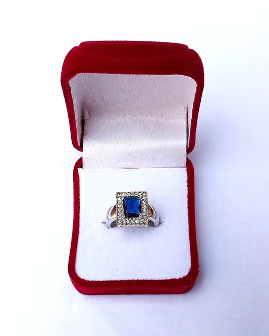 BLUE RHINESTONE AD RING