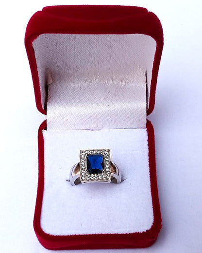 BLUE RHINESTONE AD RING