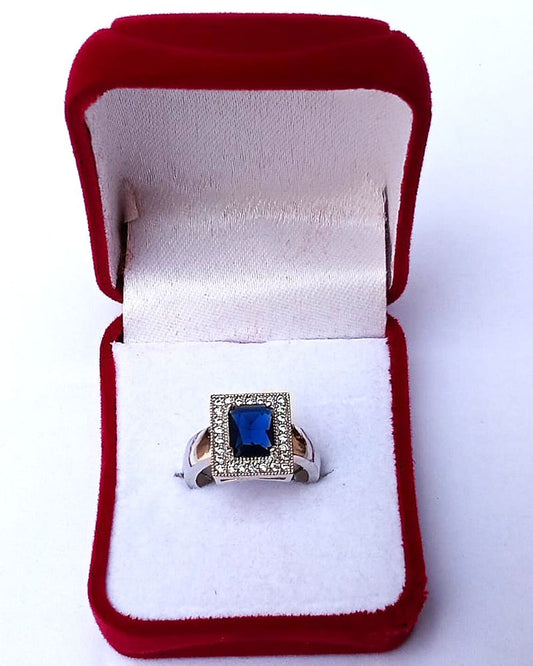 BLUE RHINESTONE AD RING