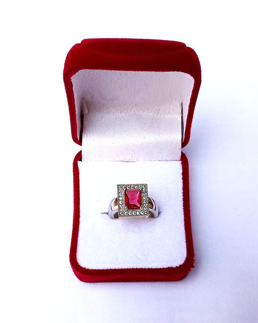 RED RHINESTONE AD RING