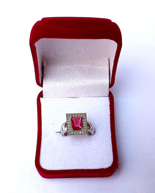 RED RHINESTONE AD RING