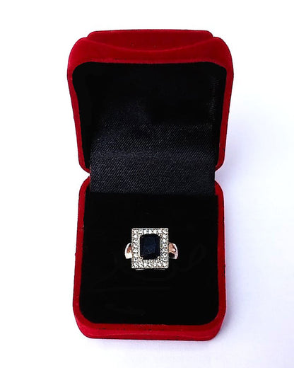 BLACK RHINESTONE AD RING