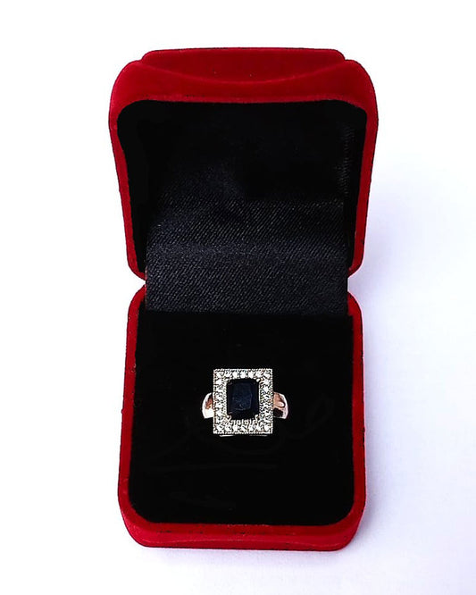 BLACK RHINESTONE AD RING