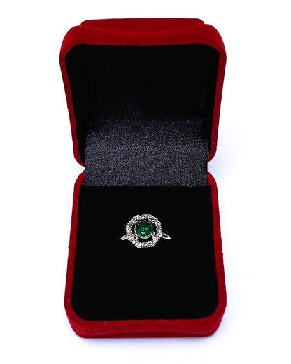 GREEN RHINESTONE AD RING