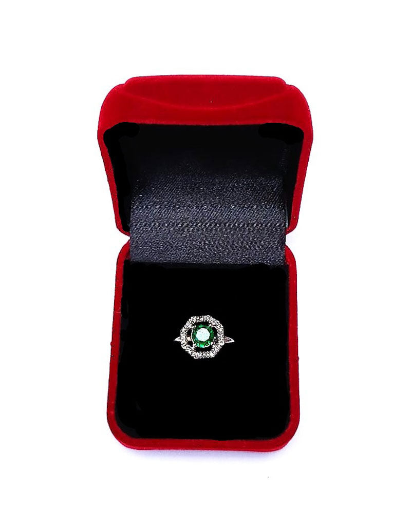 GREEN RHINESTONE AD RING