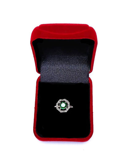 GREEN RHINESTONE AD RING
