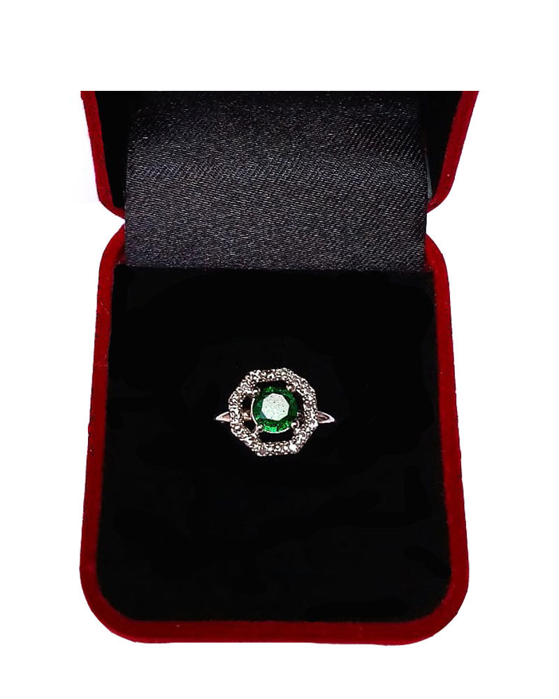 GREEN RHINESTONE AD RING