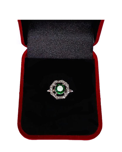 GREEN RHINESTONE AD RING
