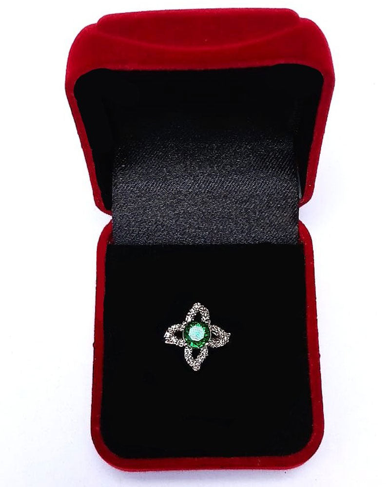 GREEN RHINESTONE AD RING