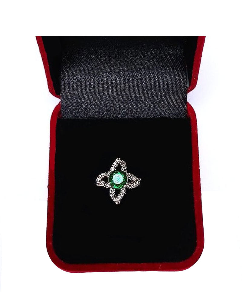 GREEN RHINESTONE AD RING