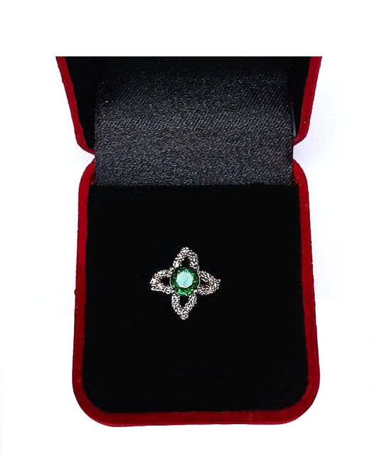 GREEN RHINESTONE AD RING