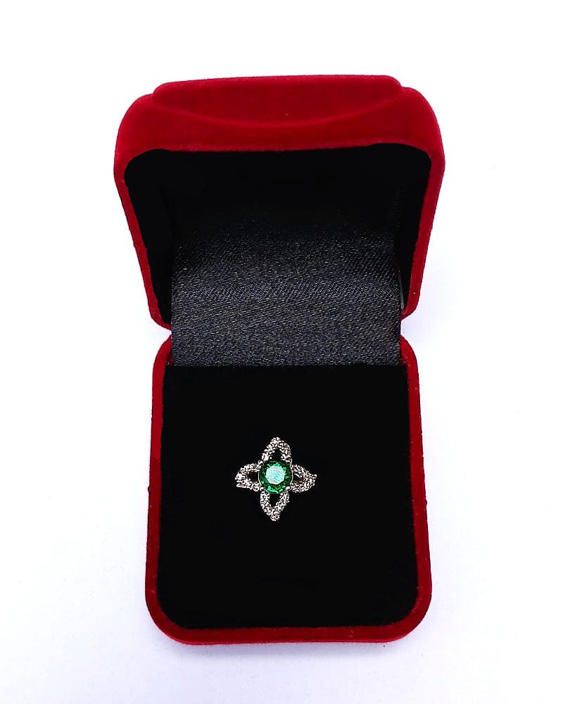 GREEN RHINESTONE AD RING