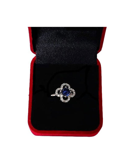 BLUE RHINESTONE AD RING