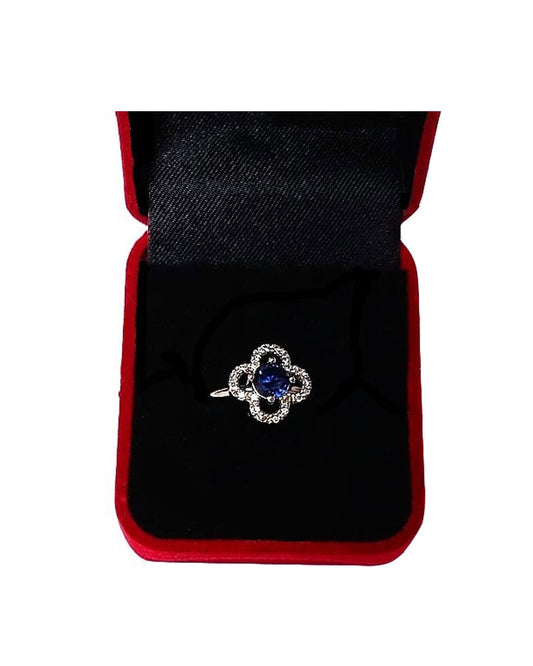 BLUE RHINESTONE AD RING