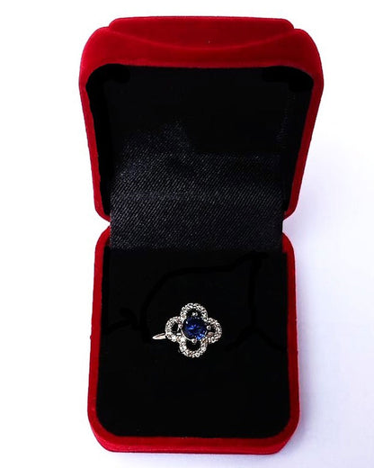 BLUE RHINESTONE AD RING