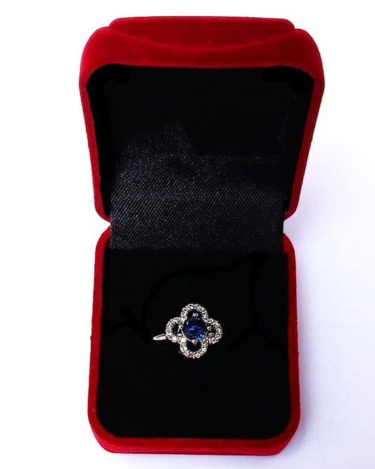 BLUE RHINESTONE AD RING