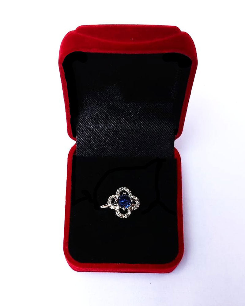 BLUE RHINESTONE AD RING