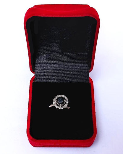 BLACK RHINESTONE AD RING