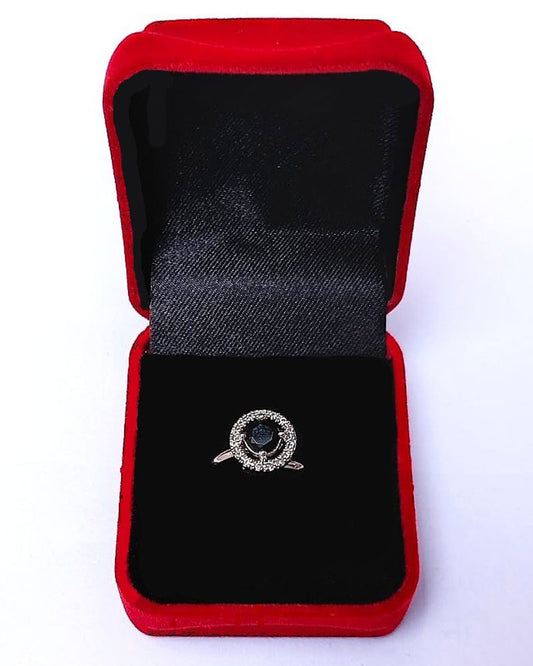 BLACK RHINESTONE AD RING