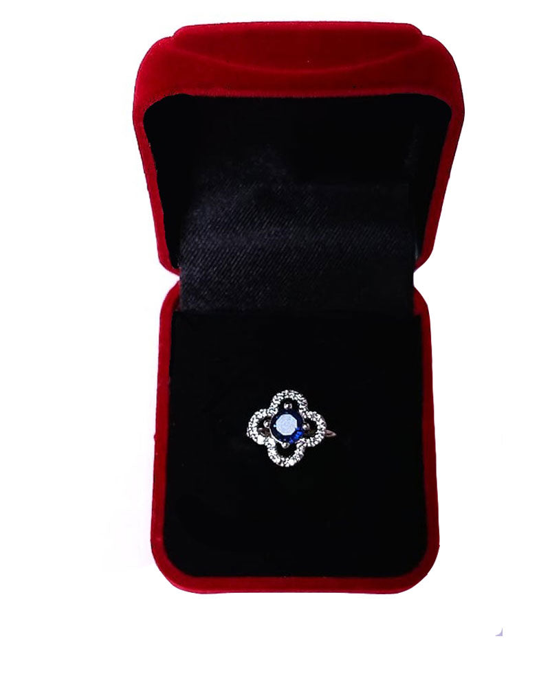 BLUE RHINESTONE AD RING