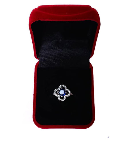 BLUE RHINESTONE AD RING