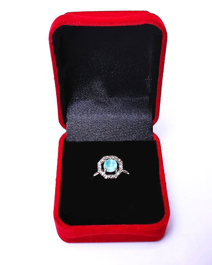 TURQ RHINESTONE AD RING