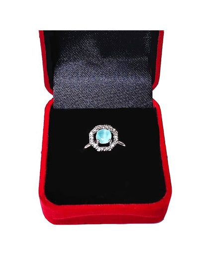 TURQ RHINESTONE AD RING