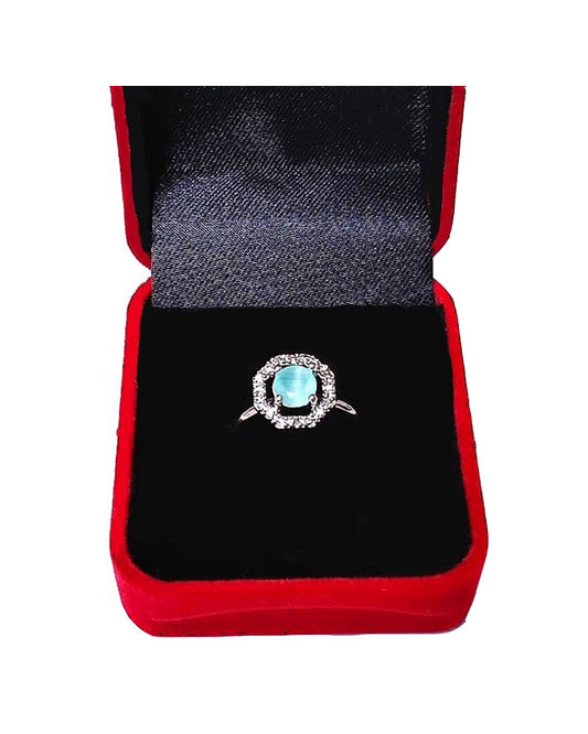 TURQ RHINESTONE AD RING