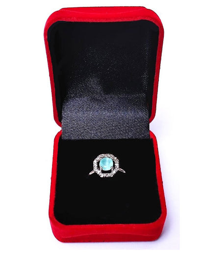 TURQ RHINESTONE AD RING