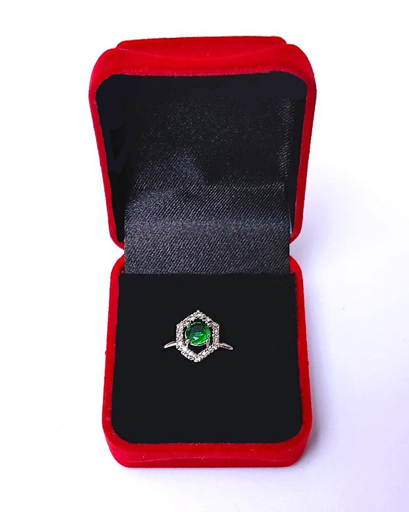 GREEN RHINESTONE AD RING