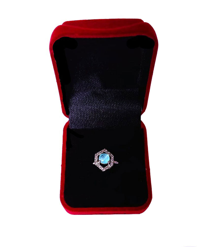 TURQ RHINESTONE AD RING