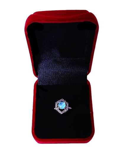 TURQ RHINESTONE AD RING