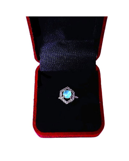 TURQ RHINESTONE AD RING