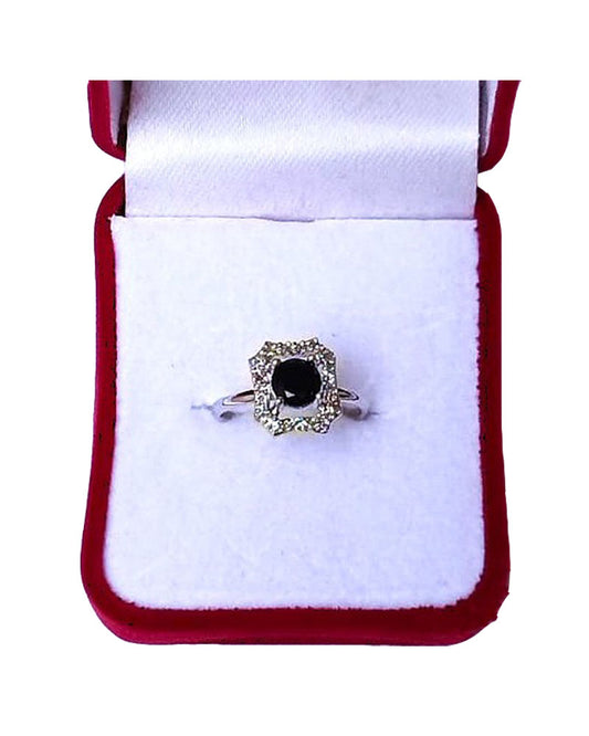 BLACK RHINESTONE AD RING