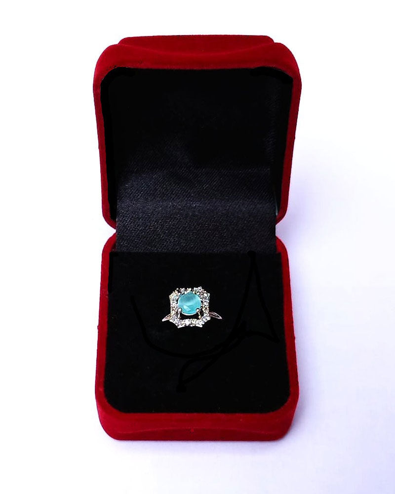 TURQ RHINESTONE AD RING